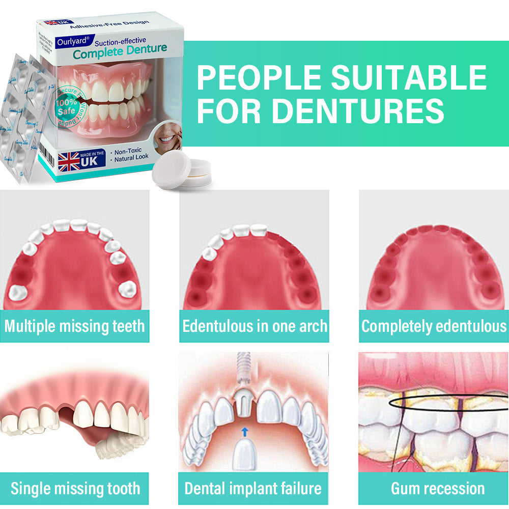 ✅ Made and Shipped from the US | Suction-fit Complete Denture🍀